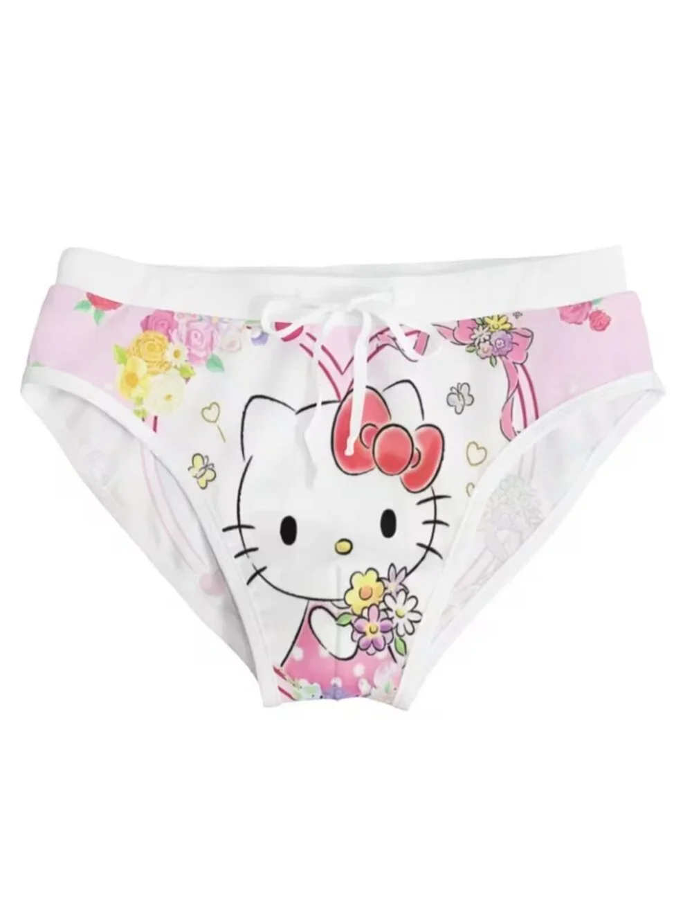 Sanrio Hello Kitty Men's Swim Briefs Pink Floral Triangle Swimwear Size M